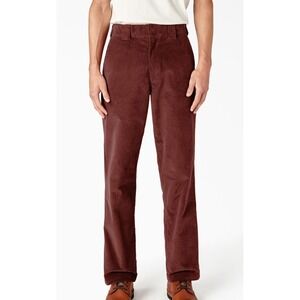NWT‎ DICKIES Flat Front Corduroy Pants Brick Red Men's 34x32